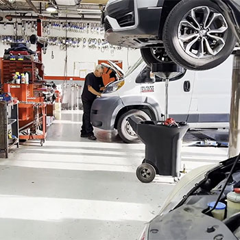 A mechanic performs fleet service in Gaithersburg.