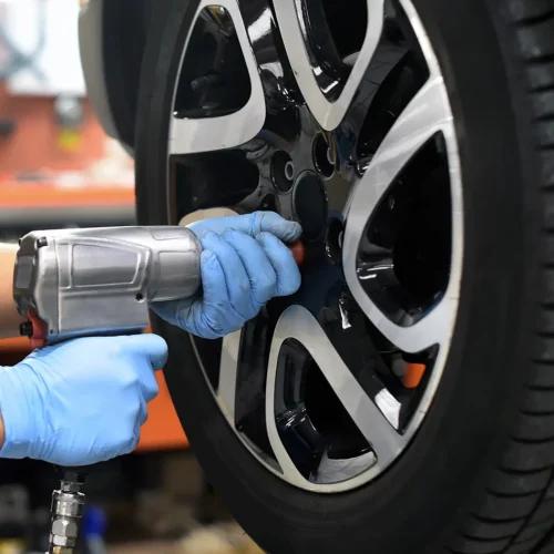 Car receiving tire services, specifically tire rotation